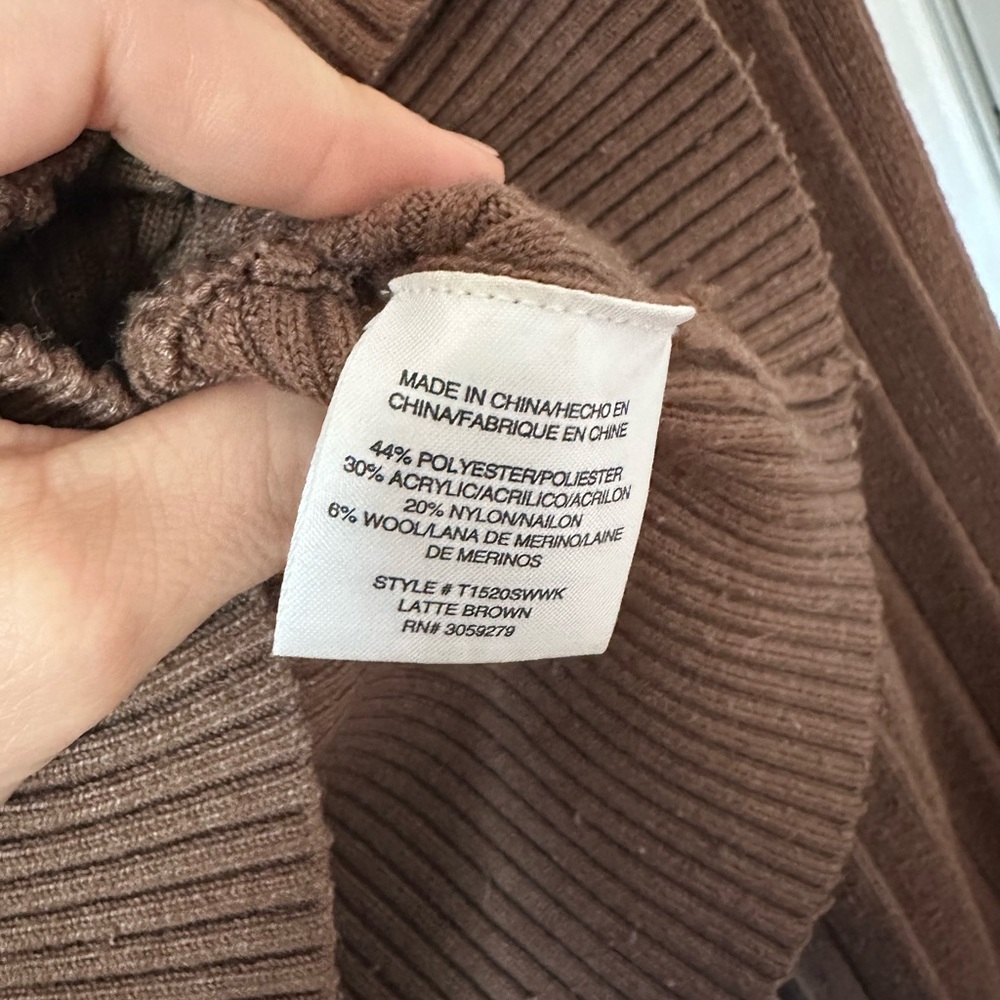 Brown Ribbed V-Neck Sweater - Picture 5 of 6